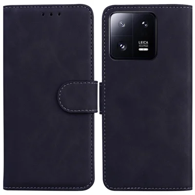 Per Xiaomi 13 Pro 5G Phone Stand Case Solid Color PU Leather Wallet Smartphone Cover - Nero