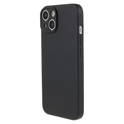 For iPhone 13 6.1 inch Soft TPU Camera Protection Phone Case Soft Fiber Lining Rubberized Cover - Black