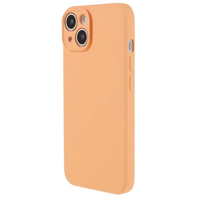 Voor iPhone 14 Plus Anti-slip Grijpvaste Hoes met Rubberen Aanvoelingsbehaal Zacht TPU Beschermhoes met Binnenbekleding van Vezel - Oranje