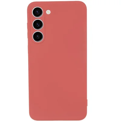 For Samsung Galaxy S23 TPU Camera Protection Phone Case Soft Fiber Lining Rubberized Back Cover - Hawthorn Red