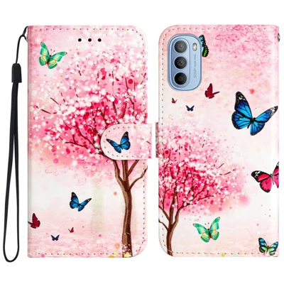 For Motorola Moto G31 4G / G41 4G Wallet Phone Case Pattern Printing PU Leather Flip Cover with Stand - Sakura