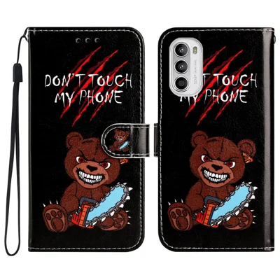 For Motorola Moto G52 4G / G82 5G PU Leather Case Pattern Printing Wallet Phone Cover with Stand - Don't Touch My Phone
