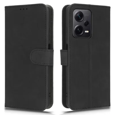 Étui portefeuille pour téléphone Xiaomi Redmi Note 12 Pro+ 5G, housse avec support en cuir PU - Noir