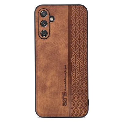 AZNS For Samsung Galaxy A24 4G (162.1 x 77.6 x 8.3mm) Anti-drop Phone Case Imprinted PU Leather+TPU Phone Cover - Brown
