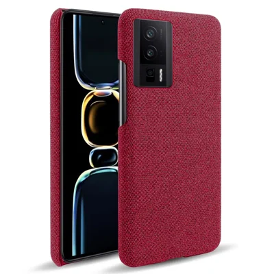 Чехол для Xiaomi Poco F5 Pro 5G / Redmi K60 Pro 5G / K60 5G, однотонный, ударопрочный, из твёрдого поликарбоната и ткани - красный