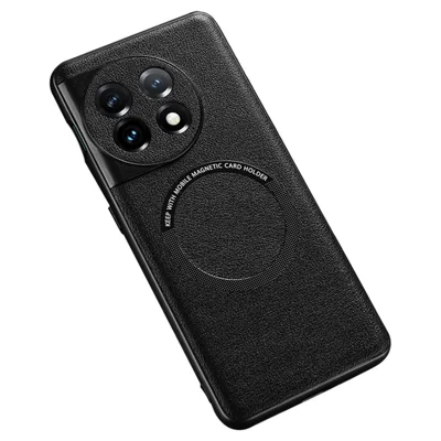 For OnePlus Ace 2 5G / 11R 5G PU Leather Coated TPU+PC Anti-drop Cover Magnetic Phone Case - Black