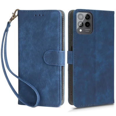 For T-Mobile Revvl 6 Pro 5G / T Phone Pro 5G / Telekom T Phone Pro 5G Phone Case RFID Blocking Wallet Stand Leather Cover with Strap - Blue