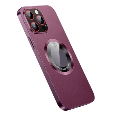 RH05 Shockproof Cover for iPhone 14 Pro Max Magnetic Case Soft TPU PC PU Leather Coated Phone Shell - Purple