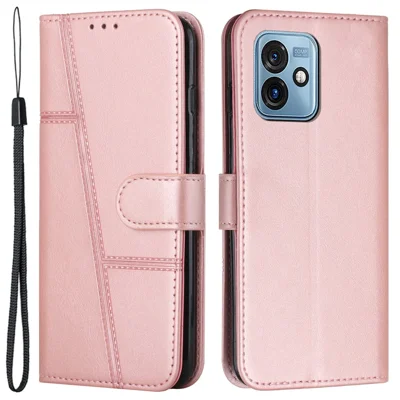 For Motorola Moto G 5G (2023) PU Leather Wallet Phone Case Stand Protective Phone Cover - Rose Gold