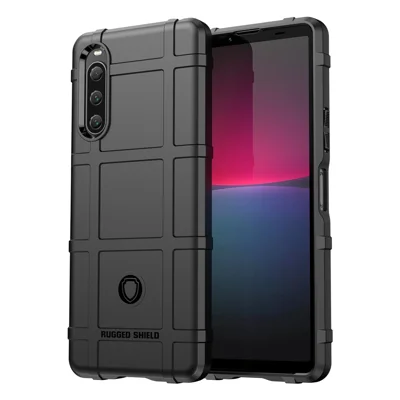 Для Sony Xperia 10 V Soft TPU Чехол для телефона Прочный квадратный сетчатый текстурный устойчивый к царапинам защитный чехол - черный