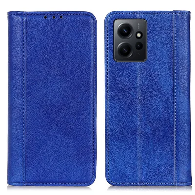 Für das Xiaomi Redmi Note 12 4G Smartphone Ständer Cover Litchi Textur Handyhülle Spaltleder Geldbörse - Blau