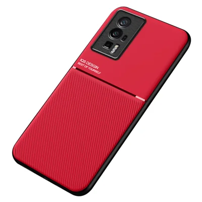 Чехол для Xiaomi Poco F5 Pro 5G / Redmi K60 Pro 5G / K60 5G из искусственной кожи и ТПУ с тиснёным узором, антиударный, защита от падений - красный