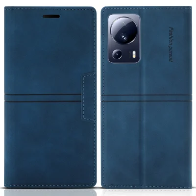 Für Xiaomi 13 Lite / Civi 2 5G Telefonständerhülle PU-Leder Folio Flip Brieftaschen-Handyhülle - Blau