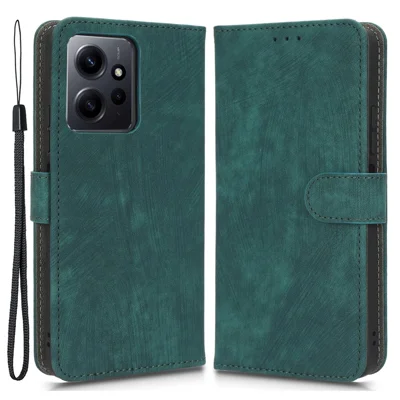 Flip-case af PU-læder til Xiaomi Redmi Note 12 4G med walletfunktion, RFID-blokeringsfunktion, stand og bæresnor - Grøn