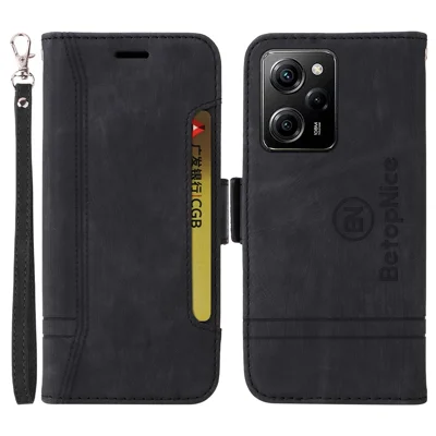 BETOPNICE 001 For Xiaomi Redmi Note 12 Pro Speed 5G / Poco X5 Pro 5G / Note 12 Pro 5G Phone Wallet Stand Case Cover - Black