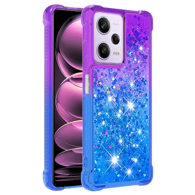 For Xiaomi Redmi Note 12 Pro 5G / Note 12 Pro Speed 5G / Poco X5 Pro 5G TPU Case Gradient Quicksand Phone Back Cover - Purple  /  Sky Blue
