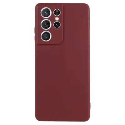 Для Samsung Galaxy S21 Ultra 5G TPU Чехол для телефона Подкладка из волокна Резиновый чехол для сотового телефона - Винно-красный