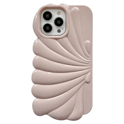 For iPhone 13 Pro Max 6.7 inch Glossy Surface Soft TPU Phone Cover Seashell Shape Phone Case - Pink