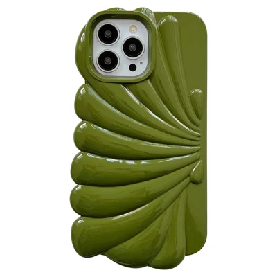 For iPhone 13 Pro 6.1 inch Glossy Surface Seashell Shape Phone Case Soft TPU Phone Shell Cover - Green
