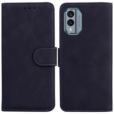 For Nokia X30 5G Solid Color Wallet Phone Case PU Leather Flip Stand Drop-proof Cover - Black