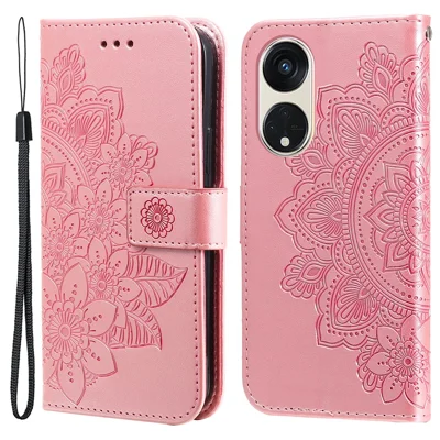 For Oppo Reno8 T 5G / A1 Pro 5G Case Floral Pattern PU Leather Wallet Stand Phone Cover - Pink