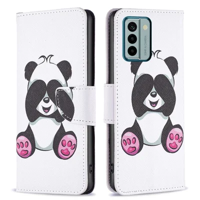 BINFEN COLOR For Nokia G22 Leather Stand Phone Case Pattern Printing Magnetic Clasp Wallet Cover - Panda