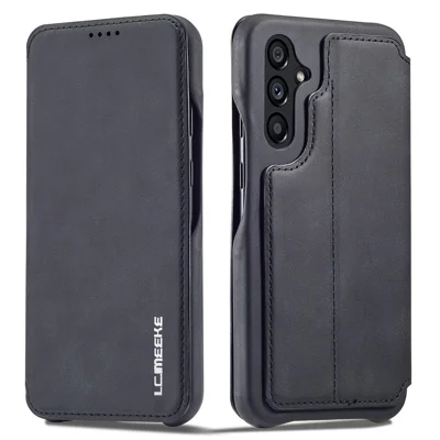 LC.IMEEKE Für Samsung Galaxy A54 5G Standfeder Lederhülle Kartenschlitz Smartphone-Cover - Schwarz
