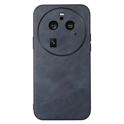 For Oppo Find X6 Pro Cowhide Texture Phone Case Leather Coated TPU+PC Back Cover - Blue