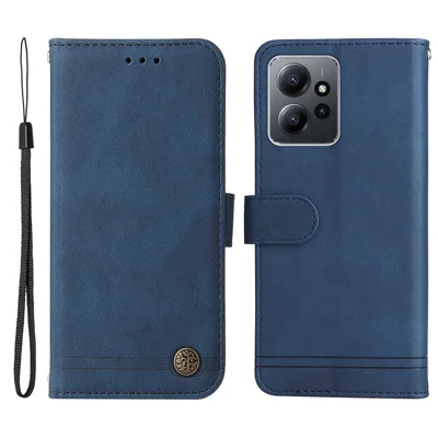 For Xiaomi Redmi Note 12 4G Leather Wallet Cases Skin Touch Phone Cover Stand with Strap - Blue