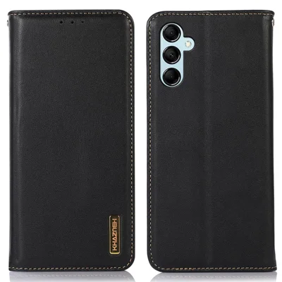 KHAZNEH Capa Carteira com Suporte para Samsung Galaxy M14 5G, em Couro Legítimo de Vaca com Bloqueio RFID - Preto