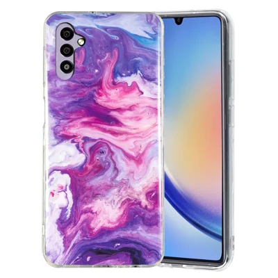 For Samsung Galaxy A34 5G IMD Marble Pattern TPU Case Bump Proof Back Protector Phone Cover - Red