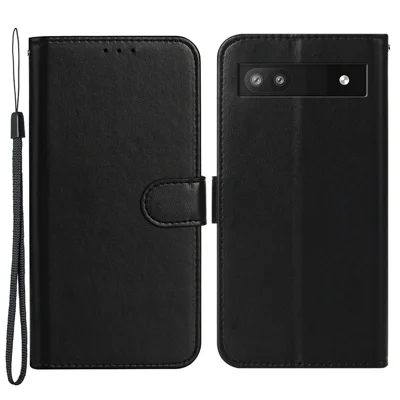 B40 Smartphone Case for Google Pixel 7a , Wallet Stand Phone Cover PU Leather+TPU Phone Shell - Black