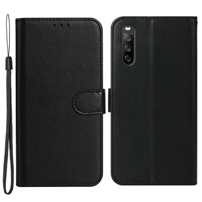 B40 для Sony Xperia 10 V Чехол-книжка из искусственной кожи с противоотпечатками пальцев и подставкой - Черный