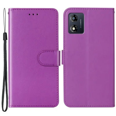 B40 Für Motorola Moto E13 4G Wallet Smartphone Case Stand Phone Cover PU Leder+TPU Phone Shell - Violett