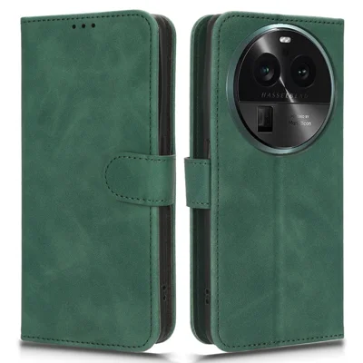 For Oppo Find X6 Pro TPU+PU Leather Phone Case Stand Wallet Shockproof Phone Cover - Green