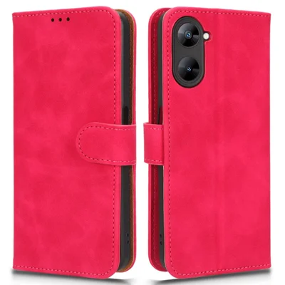 For Realme V30 5G / V30t Wallet Shockproof Phone Cover TPU+PU Leather Anti-Scratch Phone Case Stand Shell - Rose