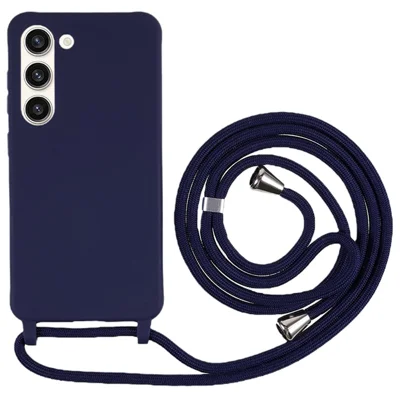 For Samsung Galaxy S23+ Phone TPU Case Anti-scratch Phone Cover with Lanyard - Dark Blue