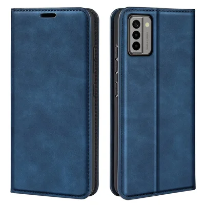 For Nokia G22 4G Magnetic Auto Closing Skin-touch Protective Shell Leather Stand Wallet Phone Case - Blue