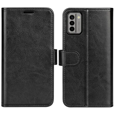 Flip Cover for Nokia G22 Crazy Horse Texture PU Leather Wallet Stand Anti-drop Phone Case - Black