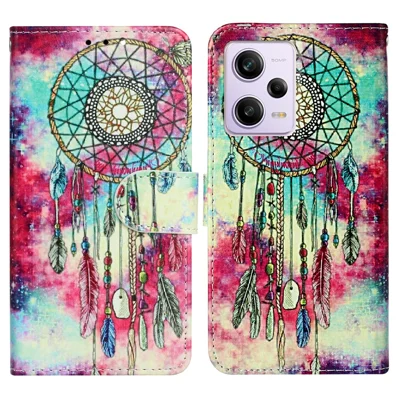 For Xiaomi Redmi Note 12 Pro 5G / Note 12 Pro Speed 5G / Poco X5 Pro 5G Leather Phone Case Pattern Printing Flip Wallet Stand Cover - Green Wind Chime