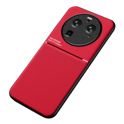For Oppo Find X6 Pro Lines Imprinted Leather+TPU Phone Case Anti-drop Phone Cover - Red