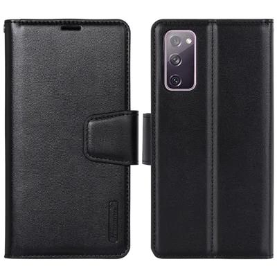 HANMAN Mill Series for Samsung Galaxy S20 FE 4G / FE 5G / S20 Lite / S20 FE 2022 Phone Case PU Leather Stand Wallet Cover - Black