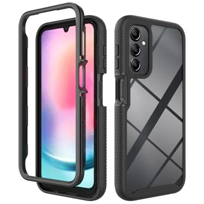 For Samsung Galaxy A24 4G (162.1 x 77.6 x 8.3mm) Anti-drop Cell Phone Case Acrylic+PC+TPU Phone Cover - Black