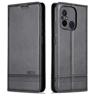 AZNS Für Xiaomi Poco C55 4G / Redmi 11A 4G / Redmi 12C 4G Leder Handyhülle Geldbörse Ständer Smartphone Hülle - Schwarz