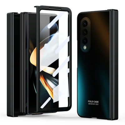 For Samsung Galaxy Z Fold4 5G Hard PC Phone Case Anti-Drop Protective Phone Shell Cover with Screen Film - Black
