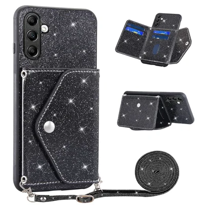 For Samsung Galaxy A14 5G / 4G PU Leather+TPU Phone Cover Kickstand Card Holder Cell Phone Case - Black