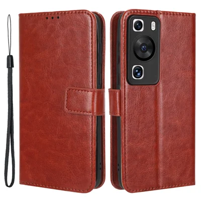 Für Huawei P60 Pro / P60 Anti-Dust Crazy Horse Texture Wallet Phone Case PU Ledertelefonständer Abdeckung - Braun