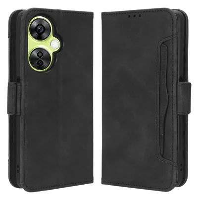 For OnePlus Nord CE 3 Lite 5G / Nord N30 5G Multiple Card Slots Phone Case Leather Wallet Stand Cover - Black