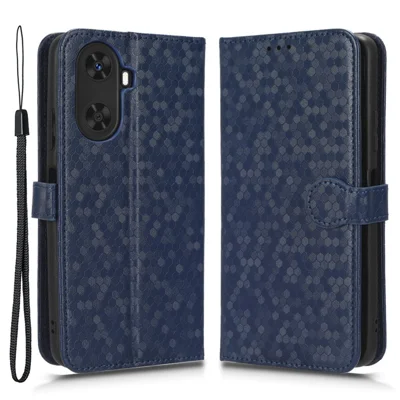 PU Leather Flip Cover for Huawei Enjoy 60 Wallet Phone Case Dot Pattern Imprinted Stand Phone Shell - Dark Blue