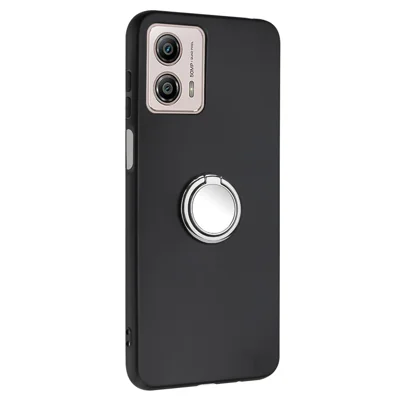 TPU Cover for Motorola Moto G53 5G / G23 4G / G13 4G Matte Phone Protector Case with Ring Kickstand - Silver